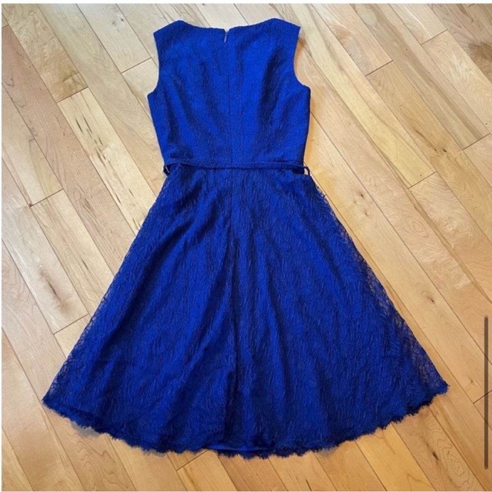 Monique Lhuillier sleeveless blue lace overlay dress size six (6) - Picture 8 of 10
